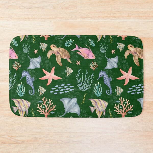 Item preview, Watercolor Ocean Life Textured Forest Green designed and sold by KSimpson838.