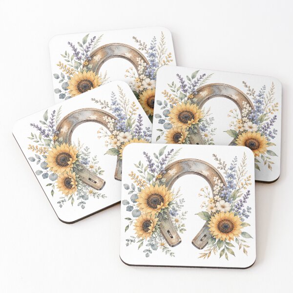 Item preview, Sunflower Horseshoe Watercolor Art designed and sold by PetalGarden.