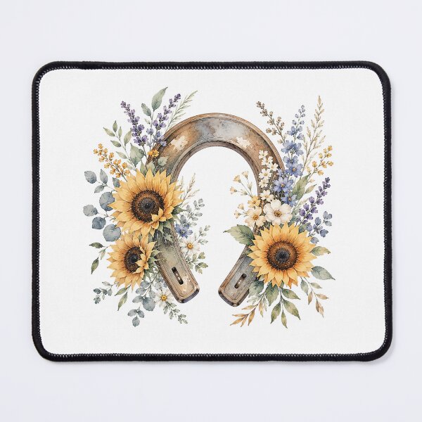 Item preview, Sunflower Horseshoe Watercolor Art designed and sold by PetalGarden.