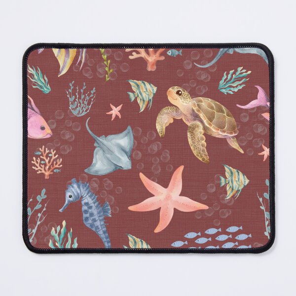 Item preview, Watercolor Ocean Life Textured Gray Sangria designed and sold by KSimpson838.