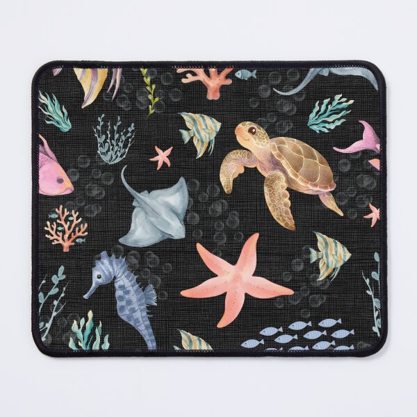 Item preview, Watercolor Ocean Life Textured Black designed and sold by KSimpson838.