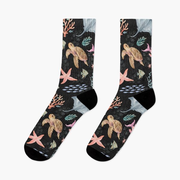 Item preview, Watercolor Ocean Life Textured Black designed and sold by KSimpson838.