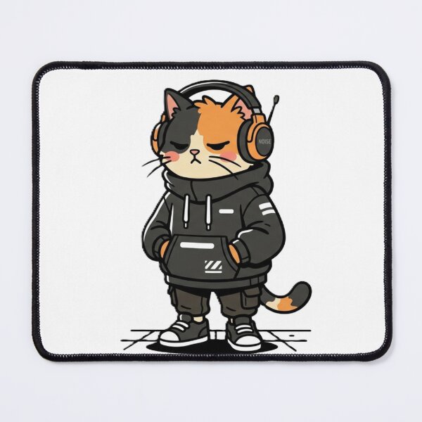 Item preview, introvert streetwear cat aesthetic hoodie headphones funny urban sticker design designed and sold by Street Joy.