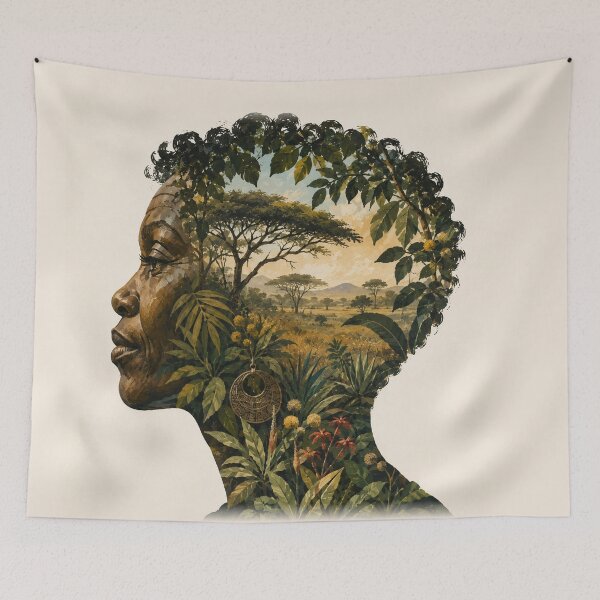 Item preview, The Savanna Within – African-Inspired Botanical Portrait designed and sold by EMJAYHeiss.