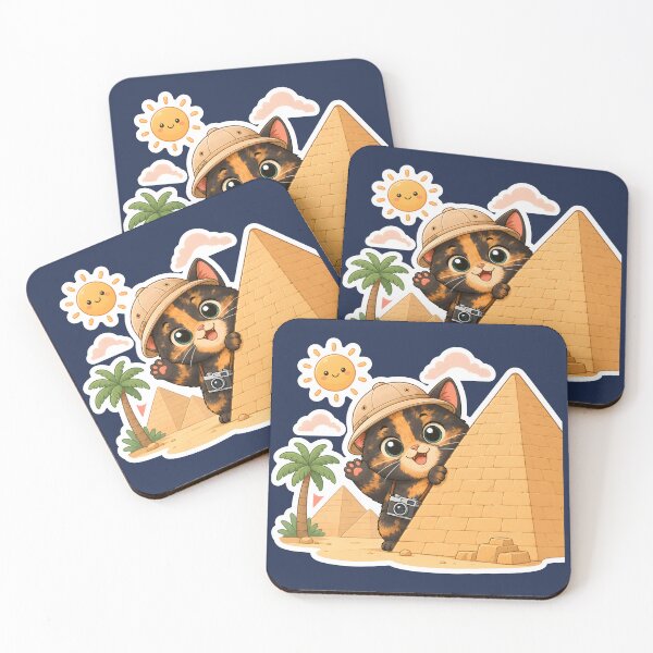 Item preview, Tortie Cat Explorer at Egypt Pyramids Funny Travel Sticker designed and sold by Martin's_Design.