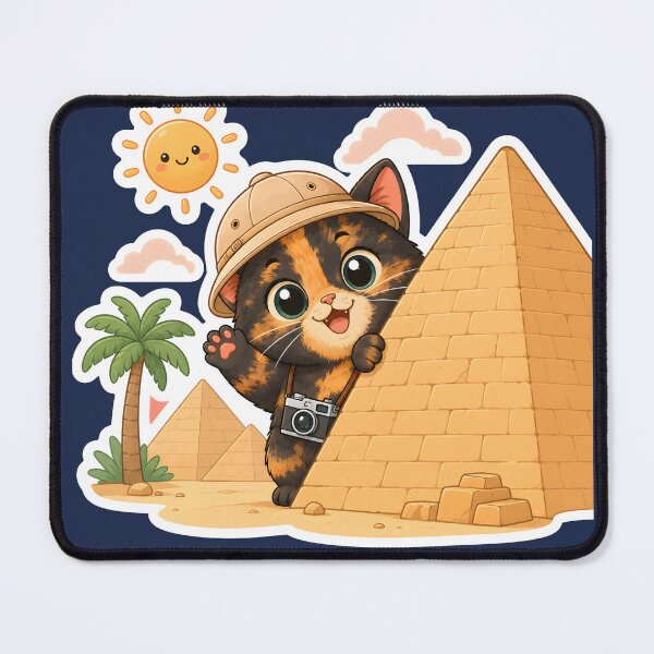 Item preview, Tortie Cat Explorer at Egypt Pyramids Funny Travel Sticker designed and sold by Martin's_Design.