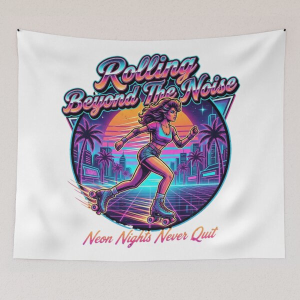 Item preview, Rolling Beyond The Noise Shirt, Retro Roller Skating Tee, Neon Synthwave 80s Graphic T-Shirt, Vaporwave Skater Gift designed and sold by paul9705.