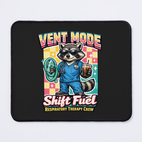 Item preview, Funny Raccoon Respiratory Therapist Vent Mode Retro Checkered RT Mascot T-Shirt designed and sold by ClinicalHubs.