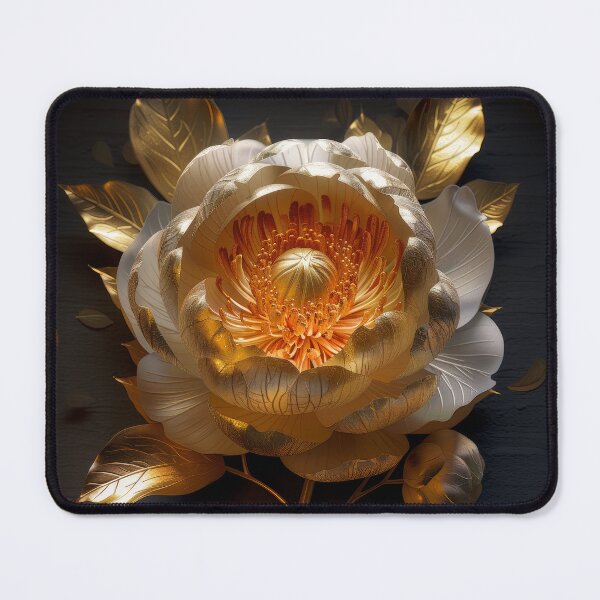 Item preview, Golden Peony on Dark Background | Elegant  Floral Art designed and sold by MargaretWiktor.