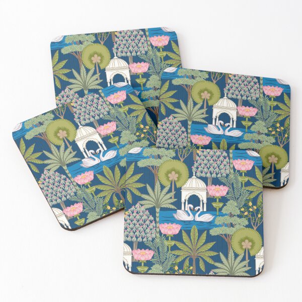 Item preview, Indian Lotus Garden Swan Botanical Pattern designed and sold by avani_gadhia.art.