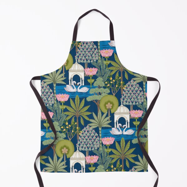 Item preview, Indian Lotus Garden Swan Botanical Pattern designed and sold by avani_gadhia.art.