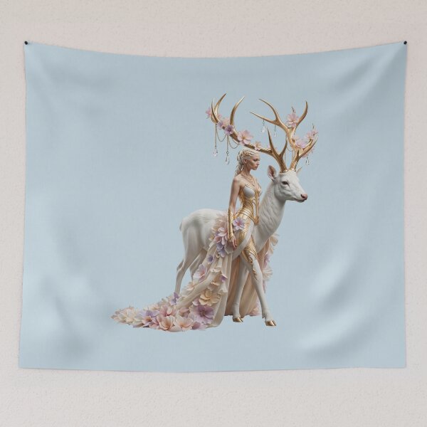 Item preview, Celestial Deer Queen Fantasy Art designed and sold by MegaNovaArt.