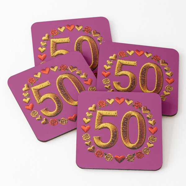 Item preview, 50th birthday or golden wedding anniversary: embroidered hearts and roses designed and sold by Segasprojects.