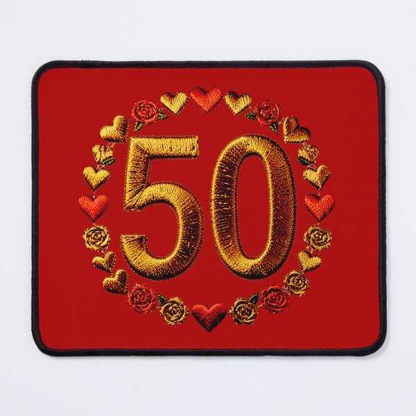 Item preview, 50th birthday or golden wedding anniversary: embroidered hearts and roses designed and sold by Kimenta.