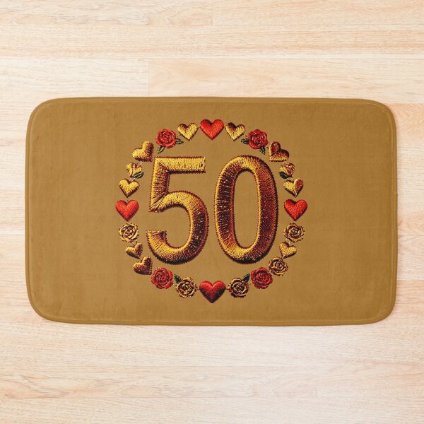 Item preview, 50th birthday or golden wedding anniversary: embroidered hearts and roses designed and sold by Kimenta.