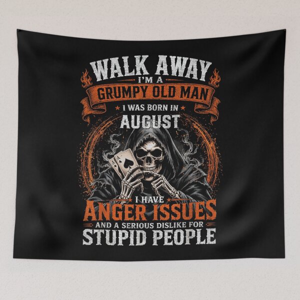 Item preview, Walk Away Grumpy Old Man Born In August Grim Reaper Skull designed and sold by Chaya Reid.