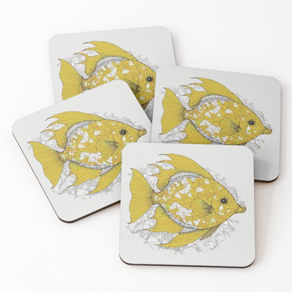 Item preview, Geometric Yellow Angelfish – Modern Animal Art designed and sold by Tklezardesigns.