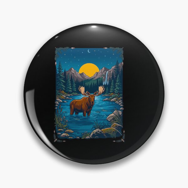 Item preview, Moose Standing In Mountain River Landscape designed and sold by TeeARTHY.