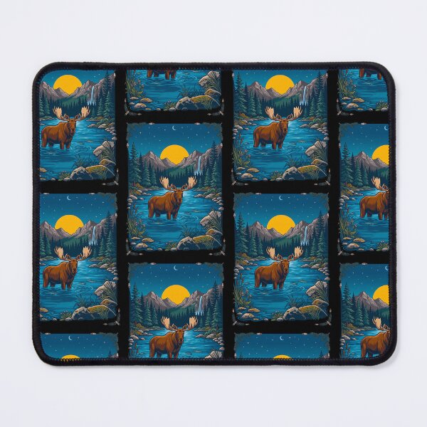 Item preview, Moose Standing In Mountain River Landscape designed and sold by TeeARTHY.