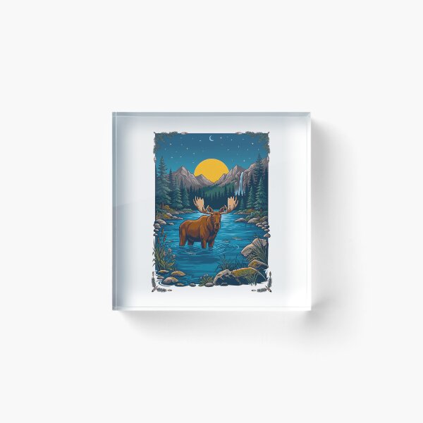 Item preview, Moose Standing In Mountain River Landscape designed and sold by TeeARTHY.