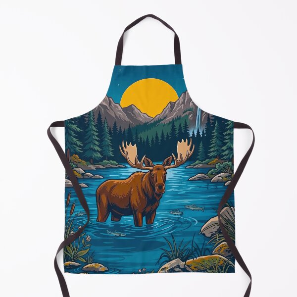 Item preview, Moose Standing In Mountain River Landscape designed and sold by TeeARTHY.