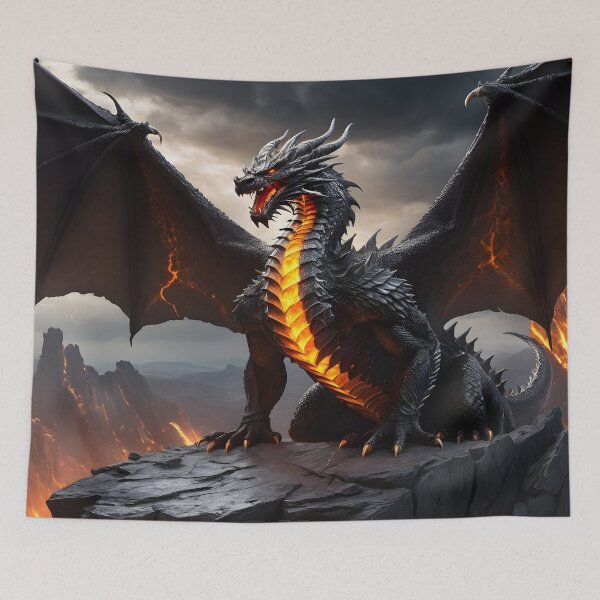 Item preview, Ancient Molten Dragon on Stormy Cliff  designed and sold by NEWStyles4.
