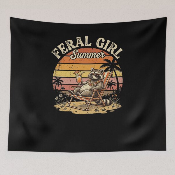 Item preview, Feral Summer Raccoon Retro Beach Vacation designed and sold by snowry.