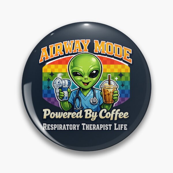 Item preview, Funny Alien Respiratory Therapist Shirt Airway Mode Powered By Coffee Retro Rainbow RT Life Graphic Tee designed and sold by ClinicalHubs.