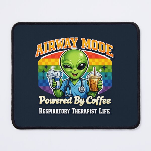 Item preview, Funny Alien Respiratory Therapist Shirt Airway Mode Powered By Coffee Retro Rainbow RT Life Graphic Tee designed and sold by ClinicalHubs.