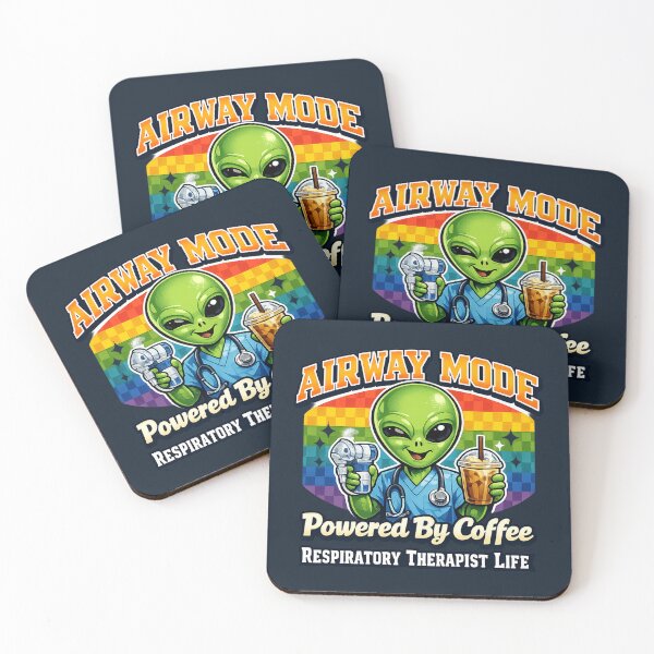 Item preview, Funny Alien Respiratory Therapist Shirt Airway Mode Powered By Coffee Retro Rainbow RT Life Graphic Tee designed and sold by ClinicalHubs.
