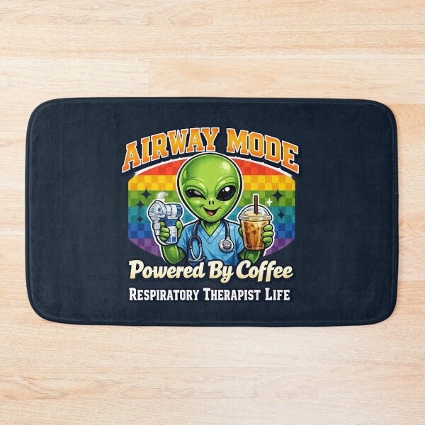 Item preview, Funny Alien Respiratory Therapist Shirt Airway Mode Powered By Coffee Retro Rainbow RT Life Graphic Tee designed and sold by ClinicalHubs.