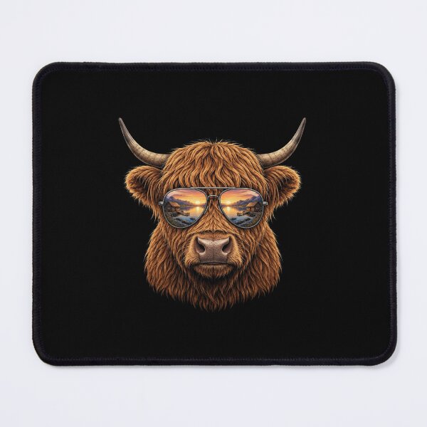 Item preview, Cool Highland Cow With Sunglasses Retro Animal Graphic designed and sold by bilal sibgui.