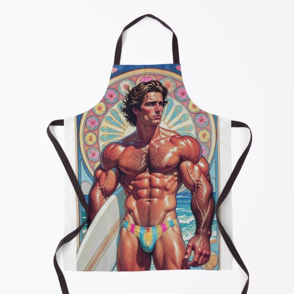 Item preview, Muscular Surfer Holding Surfboard designed and sold by ZhivanCrimson.