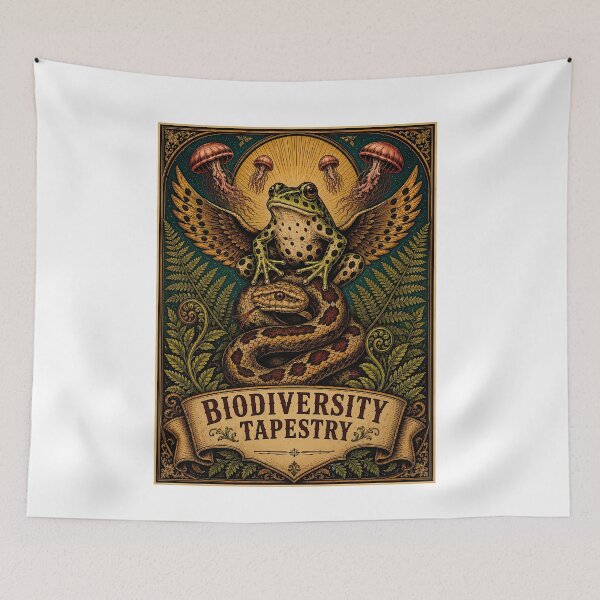 Item preview, Biodiversity Tapestry Goblincore Aesthetic Vintage Nature designed and sold by chattsuede.