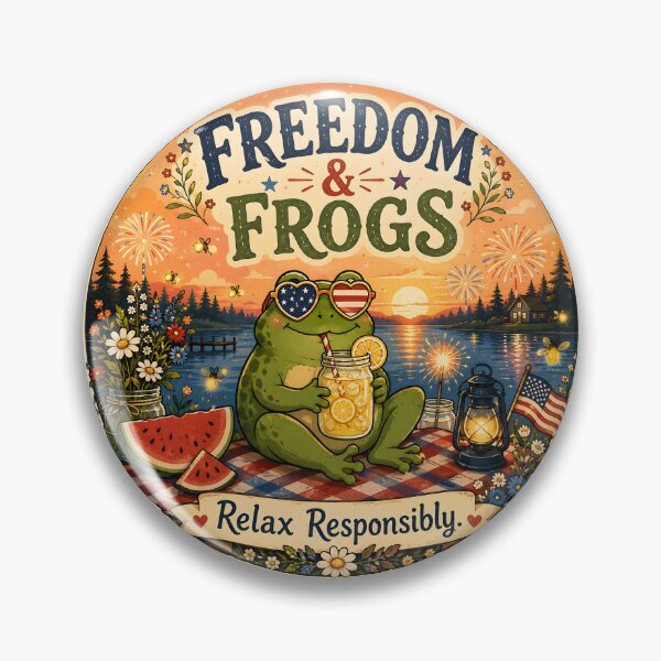 Item preview, Cozy Summer Frog – Freedom & Frogs Lake Day Vibes designed and sold by  MAD's Recreation Studio.