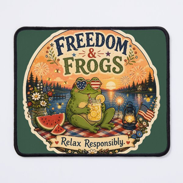 Item preview, Cozy Summer Frog – Freedom & Frogs Lake Day Vibes designed and sold by  MAD's Recreation Studio.