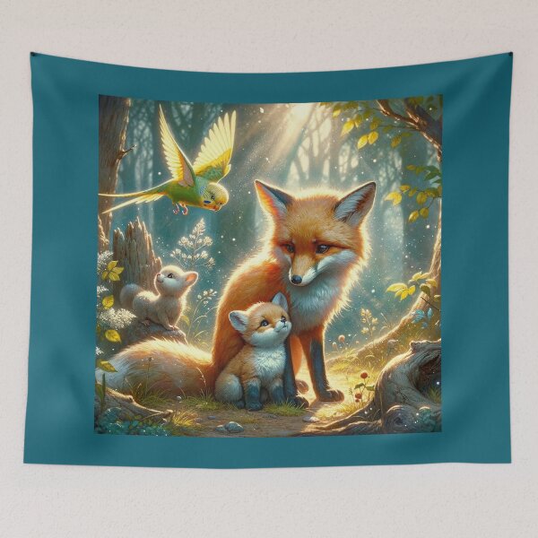 Item preview, Budgie Mucki and the Fox in Enchanted Woods designed and sold by LegademaArt.
