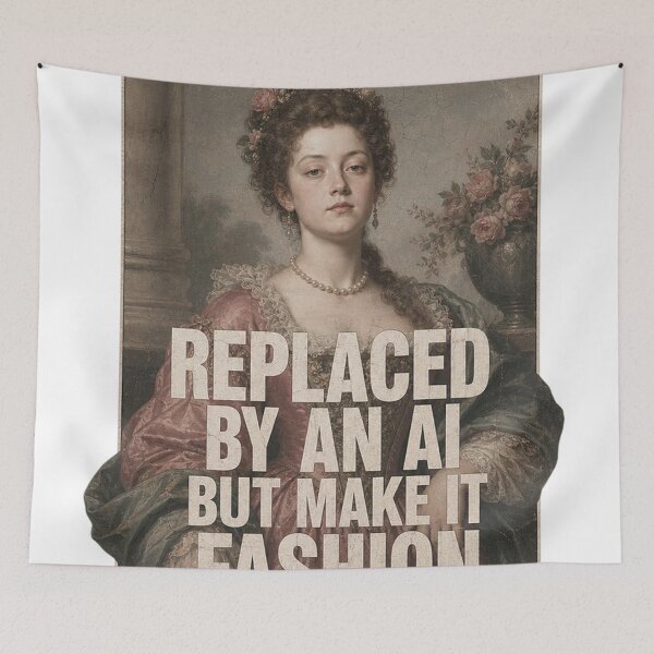 Item preview, Y2K Tech Satire Baroque Lady Oil Painting Shirt designed and sold by mo-carnival.