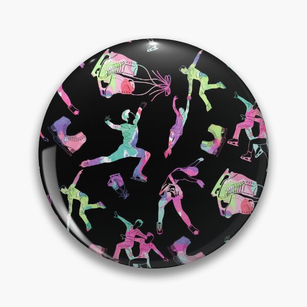 Item preview, Figure Skaters Retro Pop Pattern on Black designed and sold by Purposely Designed.