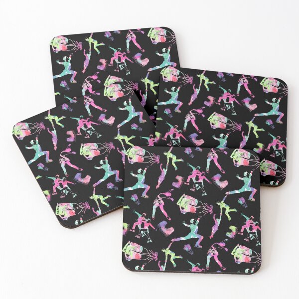 Item preview, Figure Skaters Retro Pop Pattern on Black designed and sold by Purposely Designed.