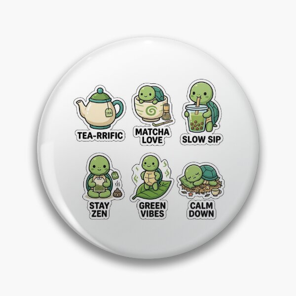 Item preview, Kawaii Turtle-Tea Sticker Pack - Cute Turtle & Matcha Puns designed and sold by SimpleP.