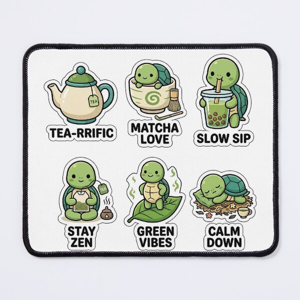 Item preview, Kawaii Turtle-Tea Sticker Pack - Cute Turtle & Matcha Puns designed and sold by SimpleP.