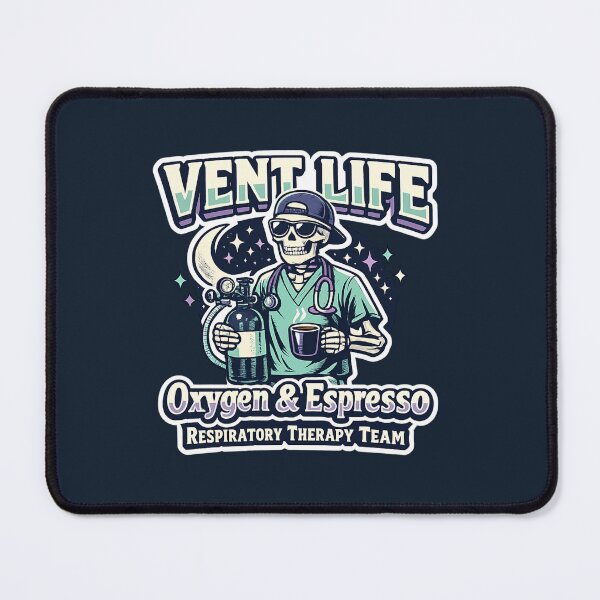 Item preview, Vent Life Skeleton Respiratory Therapist Shirt – Oxygen & Espresso RT Night Shift Retro Halloween Design designed and sold by ClinicalHubs.