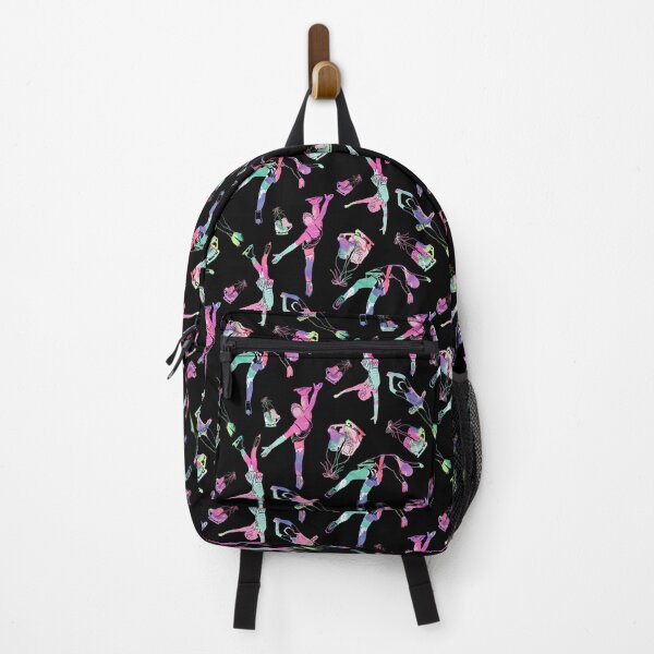 Item preview, Female Figure Skaters Retro Pop Pattern on Black designed and sold by Purposely Designed.