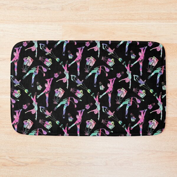 Item preview, Female Figure Skaters Retro Pop Pattern on Black  designed and sold by PD-Skating.
