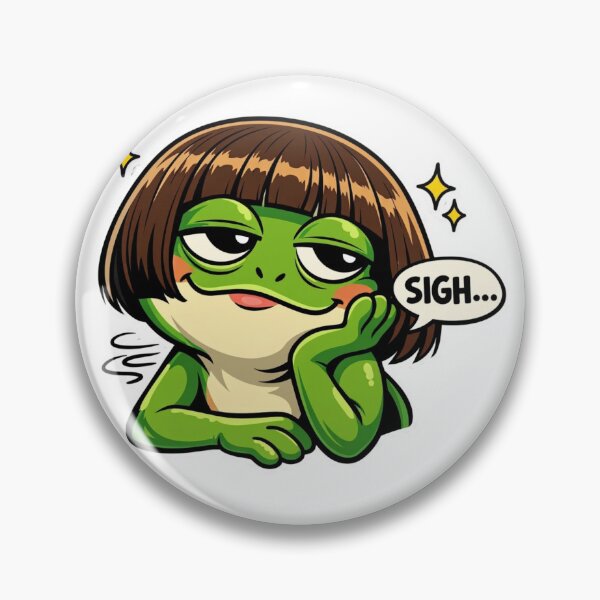 Artikelvorschau, Sarkastischer Frosch mit Bobfrisur Meme-Aufkleber entworfen und verkauft von MerchlyMike.