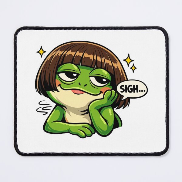 Item preview, Sarcastic Frog with Bob Haircut Meme Sticker designed and sold by MerchlyMike.