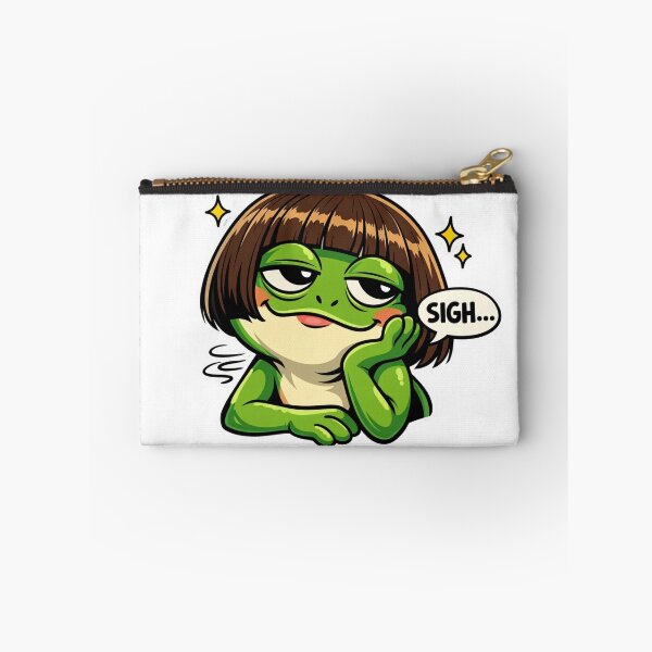 Artikelvorschau, Sarkastischer Frosch mit Bobfrisur Meme-Aufkleber entworfen und verkauft von MerchlyMike.