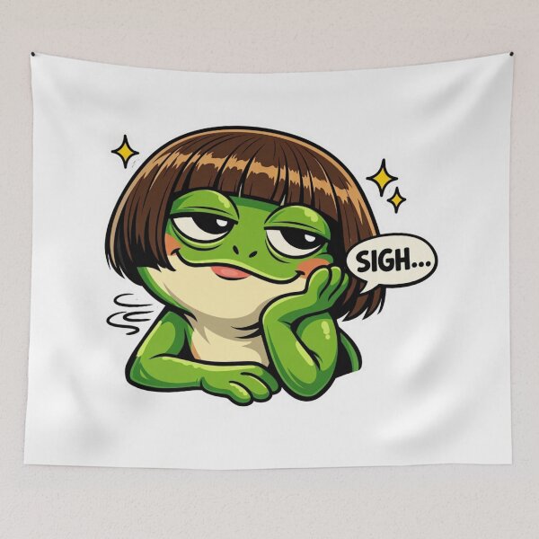 Item preview, Sarcastic Frog with Bob Haircut Meme Sticker designed and sold by MerchlyMike.