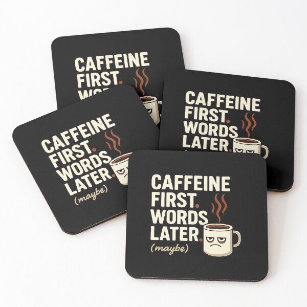Item preview, Caffeine First Words Later Funny Coffee Mood Design designed and sold by Ekonolotie.